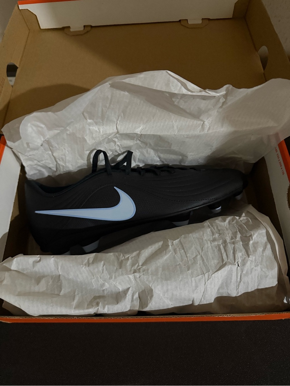 Nike Men’s Black Soccer Cleats with Blue Swoosh